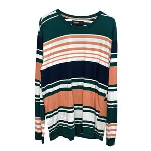 PacSun Striped Long Sleeve Shirt L Green Peach White Casual Skate Surfer